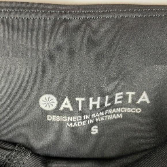 Athleta Athletic Leggings Size S Black with Black Floral Print Zip Pockets Mesh - Picture 10 of 11